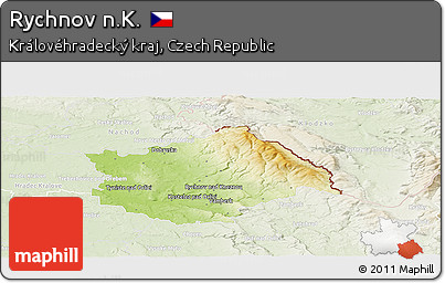 Physical Panoramic Map of Rychnov N.K., lighten