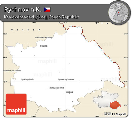 Classic Style Simple Map of Rychnov N.K.