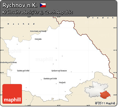 Classic Style Simple Map of Rychnov N.K.
