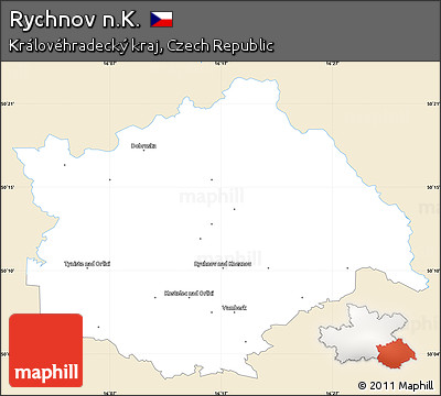 Classic Style Simple Map of Rychnov N.K., single color outside