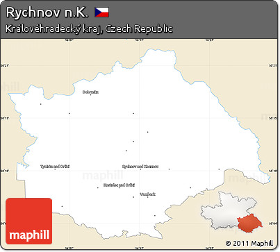 Classic Style Simple Map of Rychnov N.K., single color outside