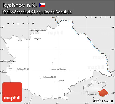 Silver Style Simple Map of Rychnov N.K.