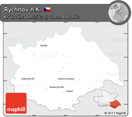 Silver Style Simple Map of Rychnov N.K., single color outside