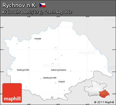 Silver Style Simple Map of Rychnov N.K., single color outside