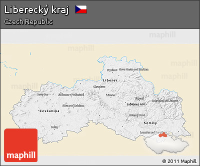 Classic Style 3D Map of Liberecký Kraj, single color outside