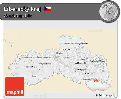 Classic Style 3D Map of Liberecký Kraj, single color outside