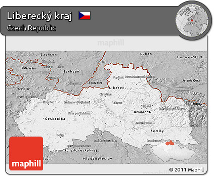 Gray 3D Map of Liberecký Kraj