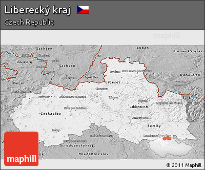 Gray 3D Map of Liberecký Kraj