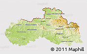 Physical 3D Map of Liberecký kraj, cropped outside