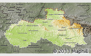 Physical 3D Map of Liberecký kraj, darken, semi-desaturated
