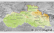 Physical 3D Map of Liberecký kraj, desaturated