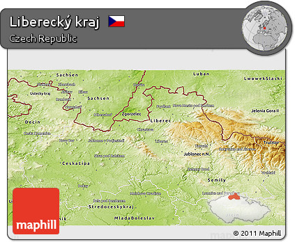 Physical 3D Map of Liberecký Kraj