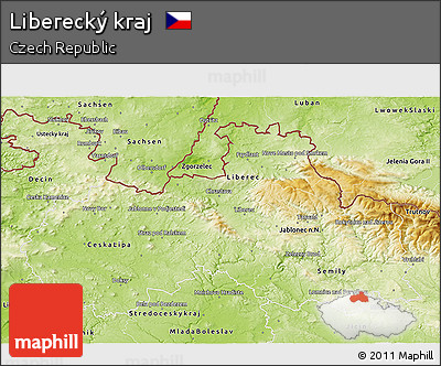 Physical 3D Map of Liberecký Kraj