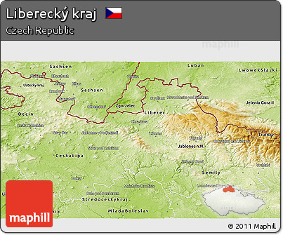 Physical 3D Map of Liberecký Kraj