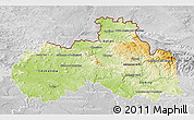 Physical 3D Map of Liberecký kraj, lighten, desaturated