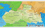 Physical 3D Map of Liberecký kraj, political shades outside