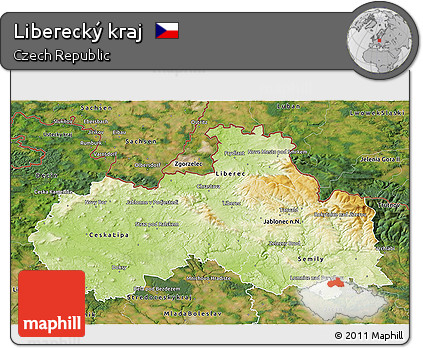 Physical 3D Map of Liberecký Kraj, satellite outside