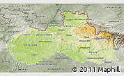 Physical 3D Map of Liberecký kraj, semi-desaturated