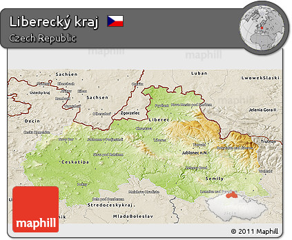 Physical 3D Map of Liberecký Kraj, shaded relief outside