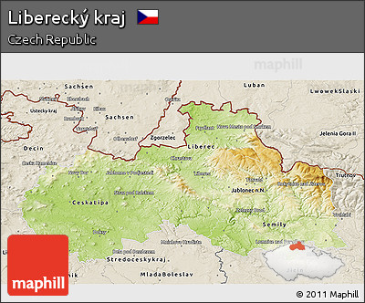 Physical 3D Map of Liberecký Kraj, shaded relief outside