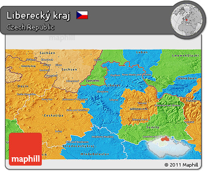 Political 3D Map of Liberecký Kraj