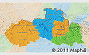 Political 3D Map of Liberecký kraj, lighten