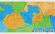 Political 3D Map of Liberecký kraj, political shades outside