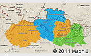 Political 3D Map of Liberecký kraj, shaded relief outside