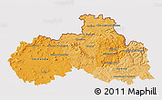 Political Shades 3D Map of Liberecký kraj, cropped outside