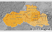 Political Shades 3D Map of Liberecký kraj, desaturated