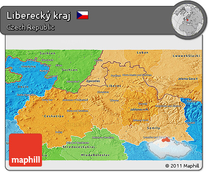 Political Shades 3D Map of Liberecký Kraj