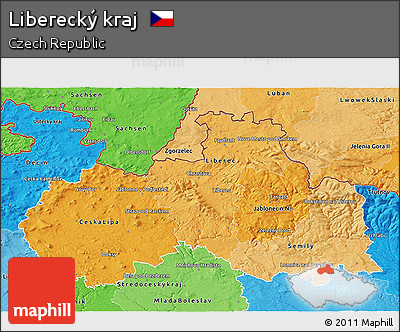 Political Shades 3D Map of Liberecký Kraj