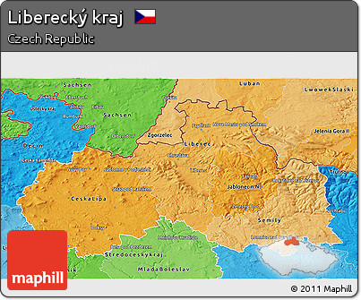 Political Shades 3D Map of Liberecký Kraj