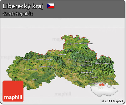 Satellite 3D Map of Liberecký Kraj, cropped outside
