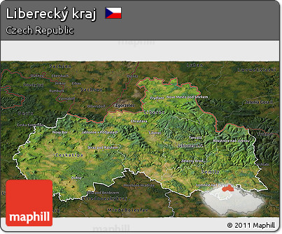 Satellite 3D Map of Liberecký Kraj, darken