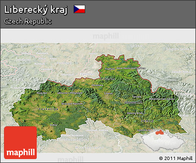 Satellite 3D Map of Liberecký Kraj, lighten