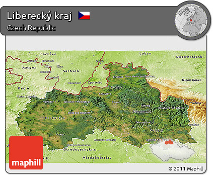 Satellite 3D Map of Liberecký Kraj, physical outside