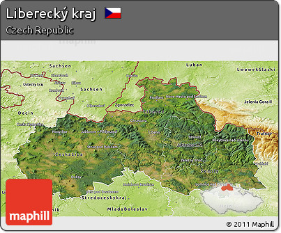 Satellite 3D Map of Liberecký Kraj, physical outside