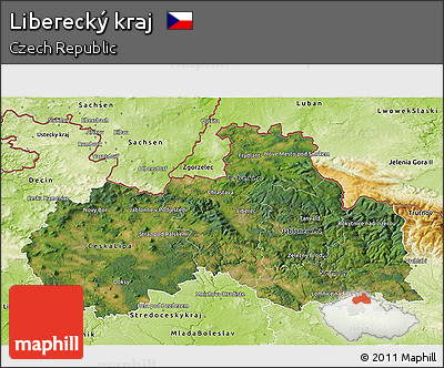 Satellite 3D Map of Liberecký Kraj, physical outside