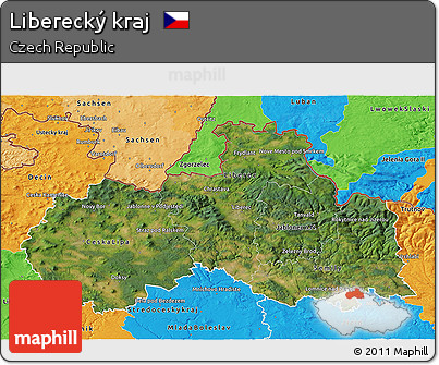 Satellite 3D Map of Liberecký Kraj, political outside