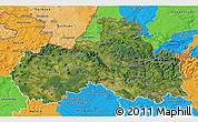Satellite 3D Map of Liberecký kraj, political outside