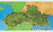 Satellite 3D Map of Liberecký kraj, political shades outside
