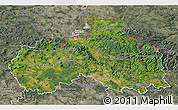 Satellite 3D Map of Liberecký kraj, semi-desaturated