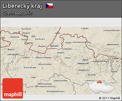 Shaded Relief 3D Map of Liberecký Kraj