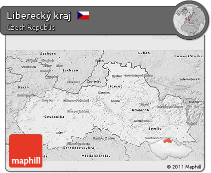 Silver Style 3D Map of Liberecký Kraj
