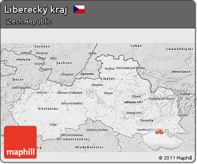 Silver Style 3D Map of Liberecký Kraj