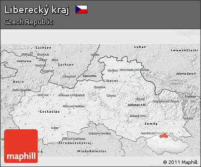 Silver Style 3D Map of Liberecký Kraj
