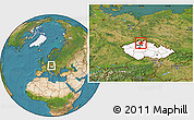 Satellite Location Map of Česká Lípa, highlighted country