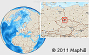 Shaded Relief Location Map of Česká Lípa