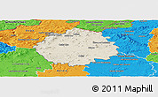 Shaded Relief Panoramic Map of Česká Lípa, political outside